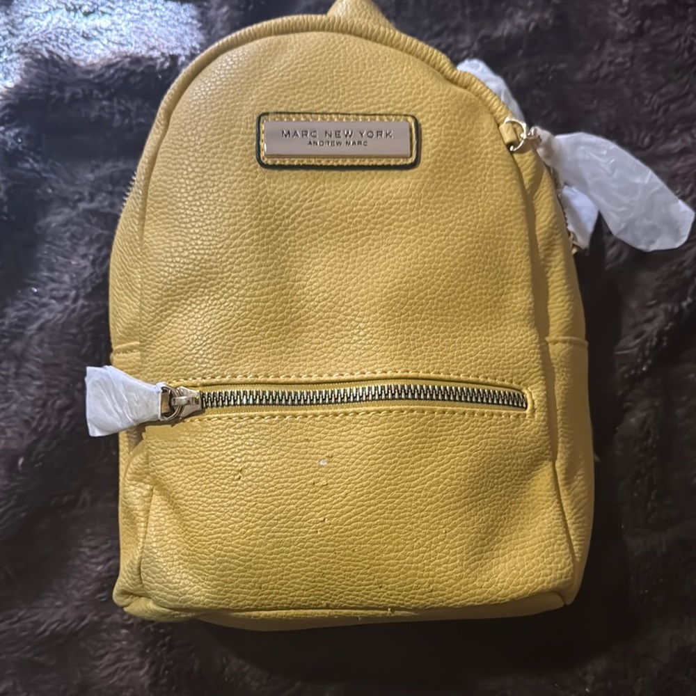 Marc New York Yellow Textured Backpack with Silver Hardware